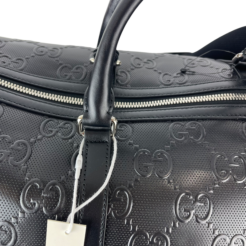 Logo-embossed Holdall Duffle Black SHW