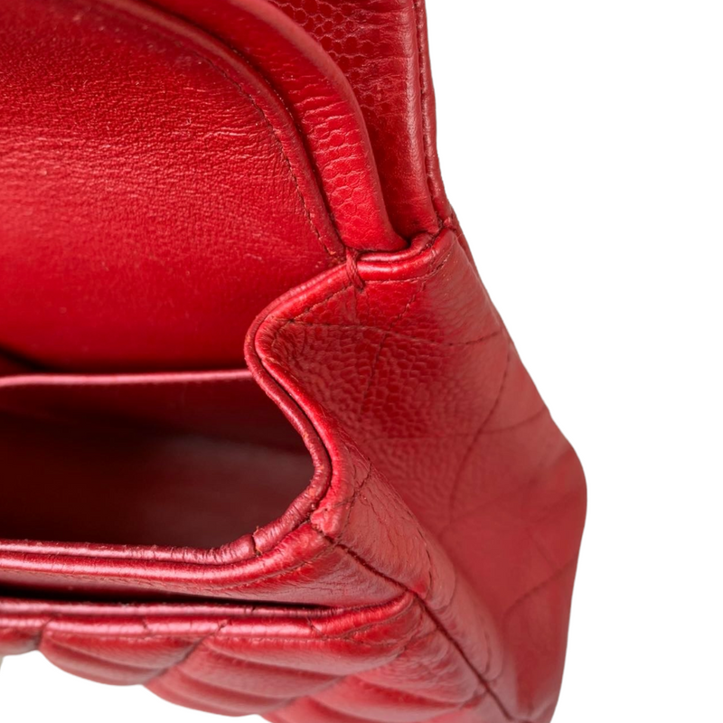 Classic Flap Caviar Medium Red SHW