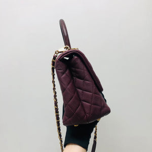 Burgundy Caviar Quilted Medium Coco Handle Flap