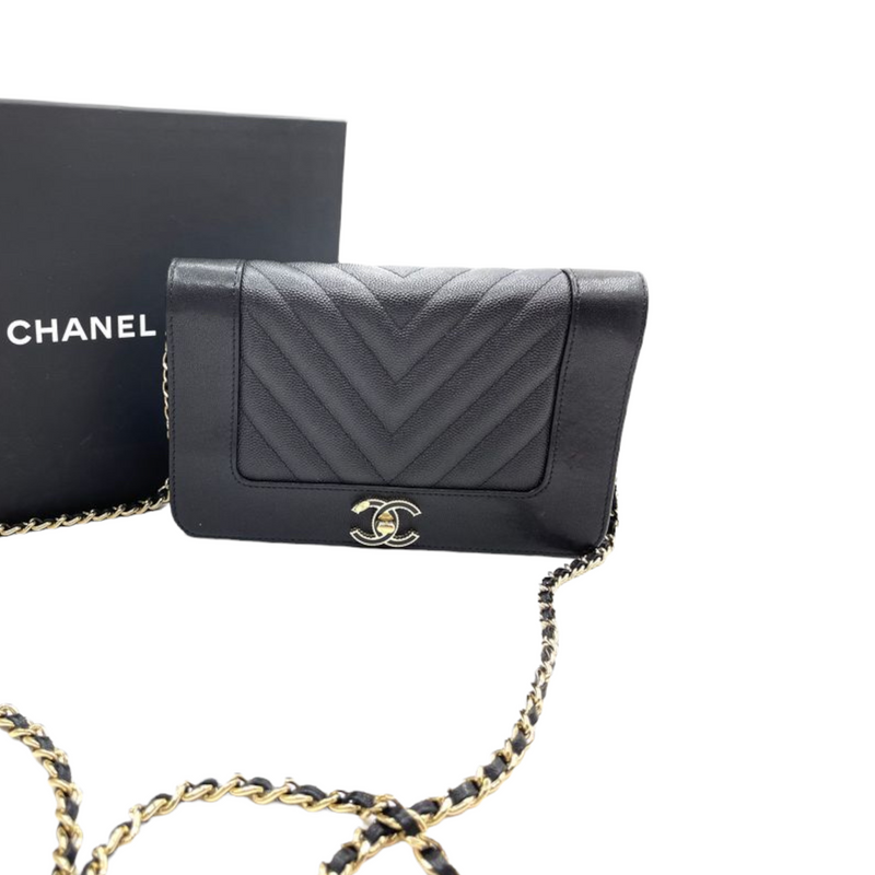 Mademoiselle WOC Quilted Caviar Black GHW Bag Religion