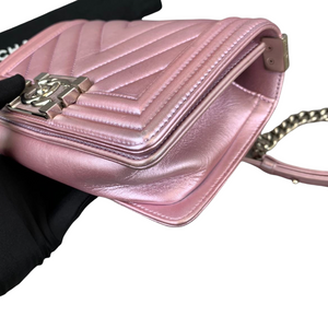 Small Boy Lambskin Iridescent Pink SHW