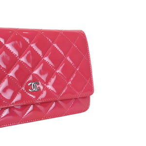 Quilted Patent Flap WOC Pink SHW