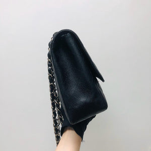 Single Flap Classic Jumbo in Black Caviar with SHW
