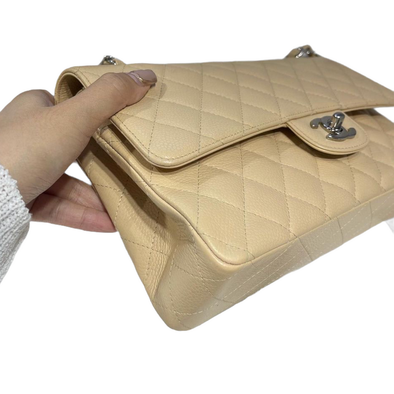 Classic Double Flap Caviar Medium Beige SHW