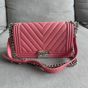 Le Boy Chevron Calfskin Old Medium Pink SHW