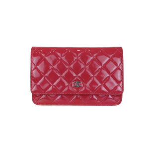 Quilted Patent Flap WOC Pink SHW