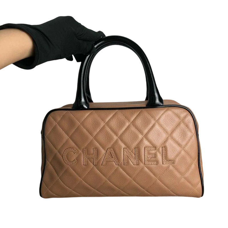 Chanel Signature Bowling Bag Leather with Quilted Detail