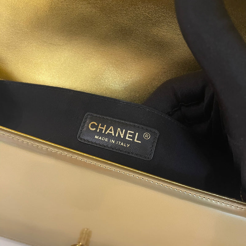 Old Medium Boy Bag in Patent Gold with GHW