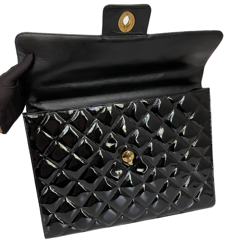 Vintage Briefcase Quilted Patent Black GHW