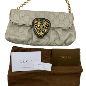Guccissima Leather Shoulder Bag White GHW