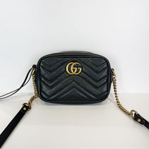 GG Marmont Mini Camera Black GHW