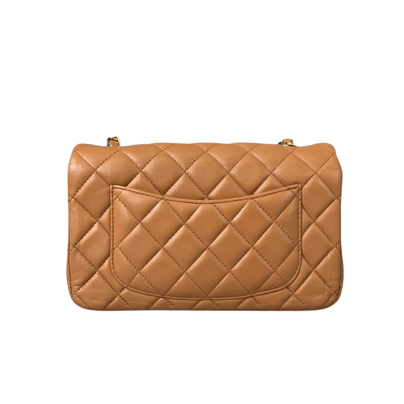 Mini Rectangle Classic Flap Lambskin Caramel GHW