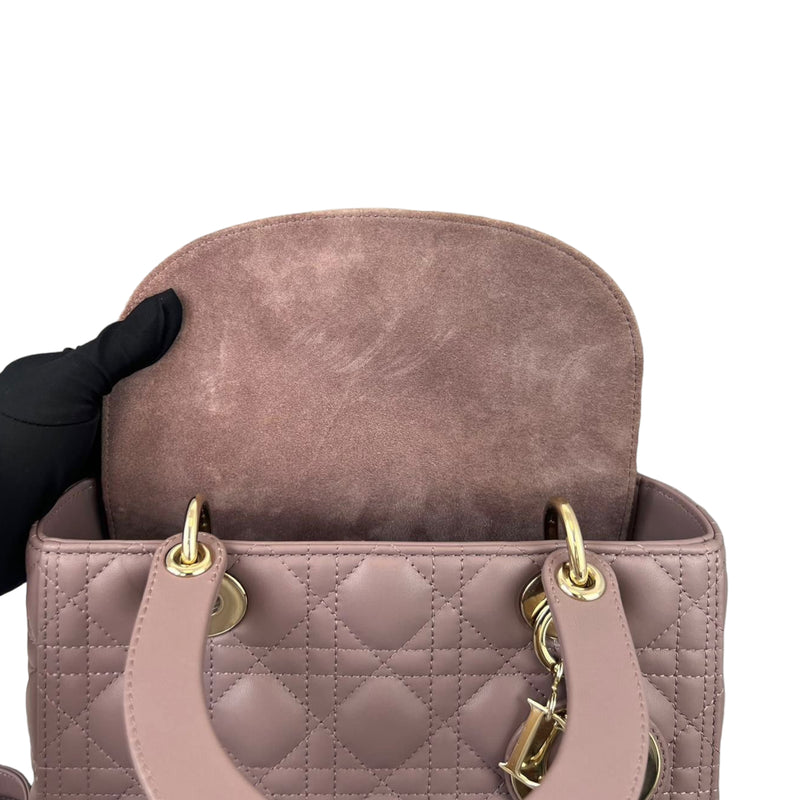 Lady Dior Lambskin Medium Taupe Flap GHW