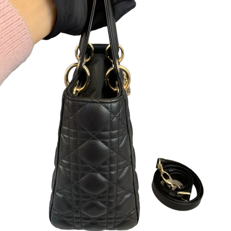 Lady Dior Lambskin Medium Black GHW