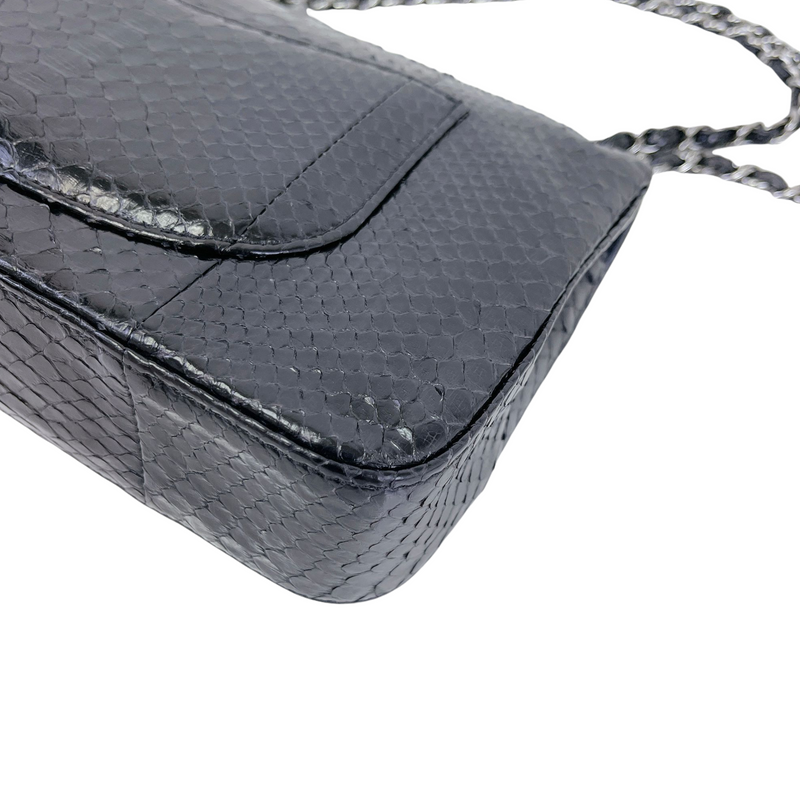Classic Flap Medium Bag Python Black SHW