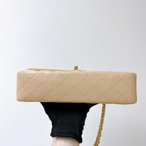 Double Flap Medium Lambskin Beige GHW