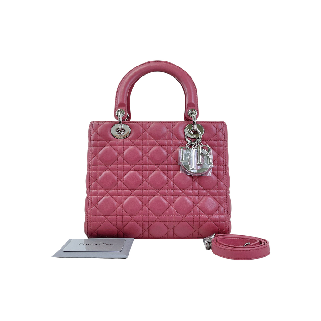 Lady Dior Cannage Lambskin Medium  Pink SHW