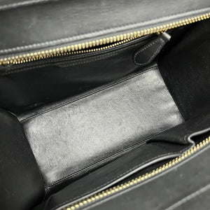 Micro Luggage Tote Smooth Leather Black SHW