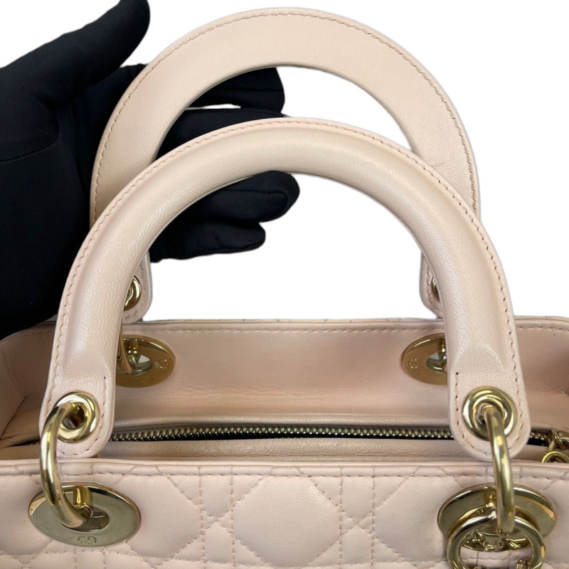 Cannage Lady Dior Medium Light Pink GHW