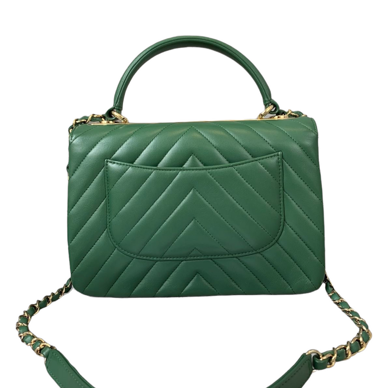 Small Trendy CC Flap Lambskin Green GHW