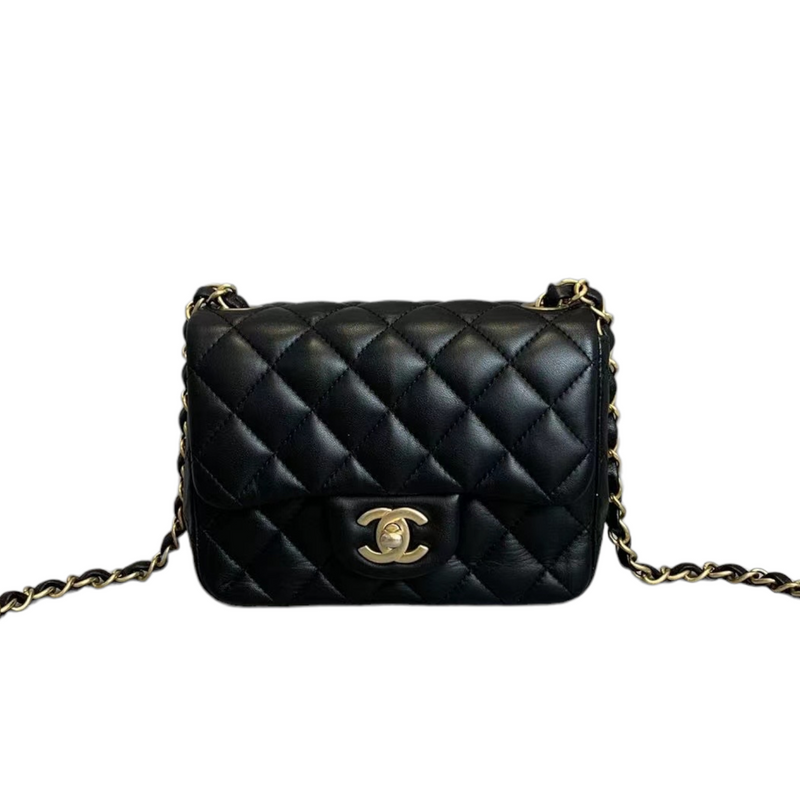 Classic Flap Square Mini Lambskin Black GHW