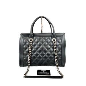 Double Stitched Boy Calf Tote Black RHW