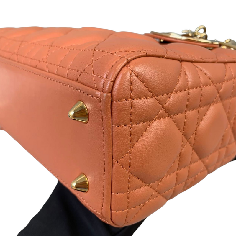 Small ABC Dior Lucky Badges Lambskin Orange GHW
