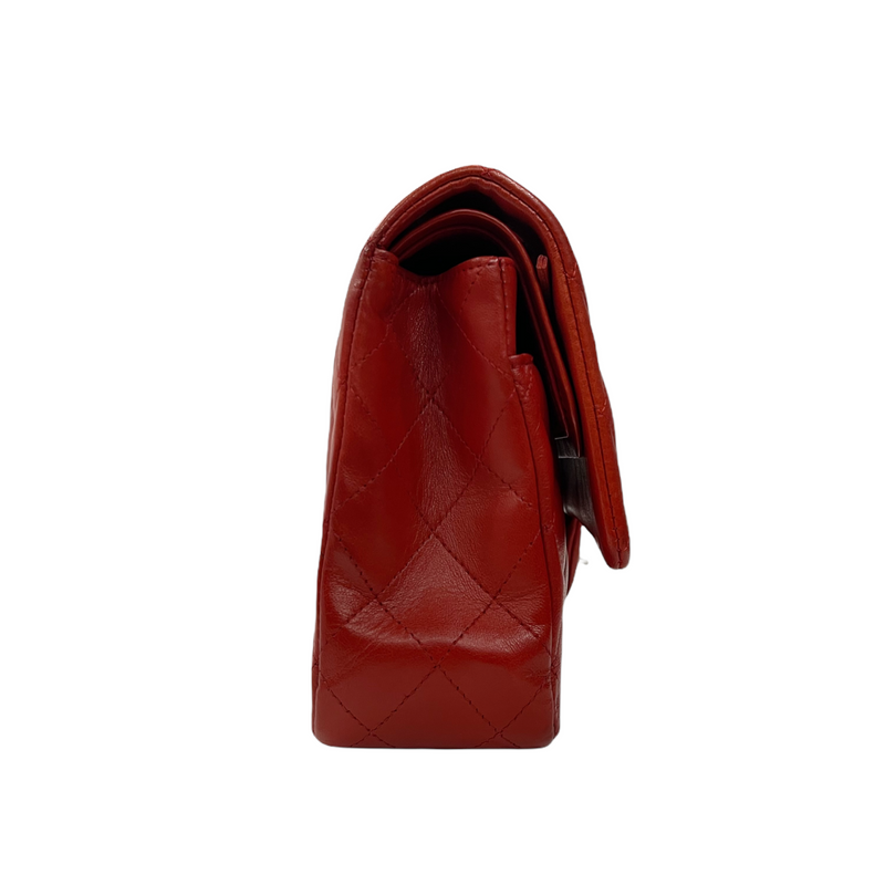 Classic Medium Lambskin Flap Red SHW