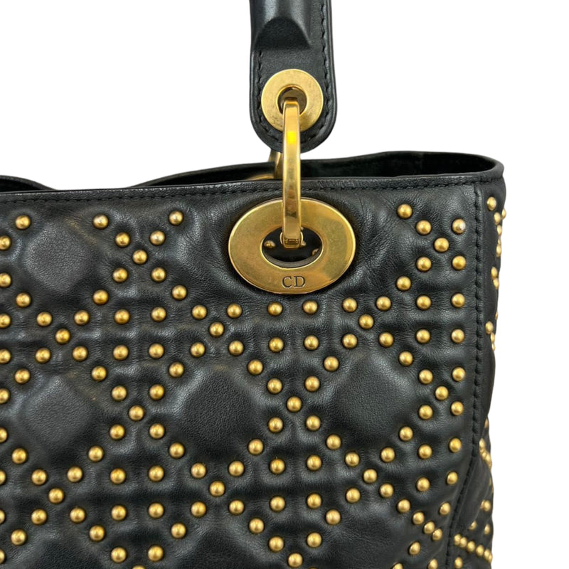 Studded Supple Lady Dior Medium Black GHW