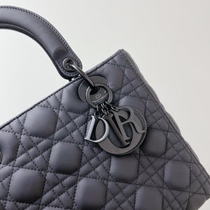 Lady Dior Lambskin Ultramatte Medium Black BHW