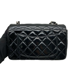 Mini Rectangle Flap Black Patent SHW