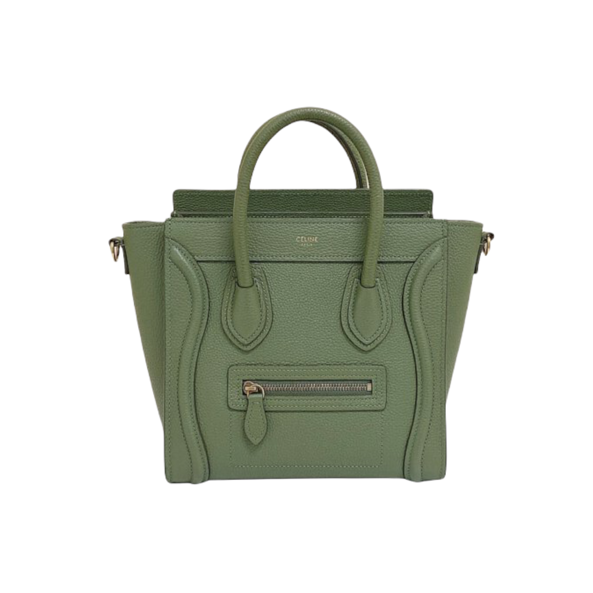 Luggage Bag Nano Leather Army Green GHW - Main Image