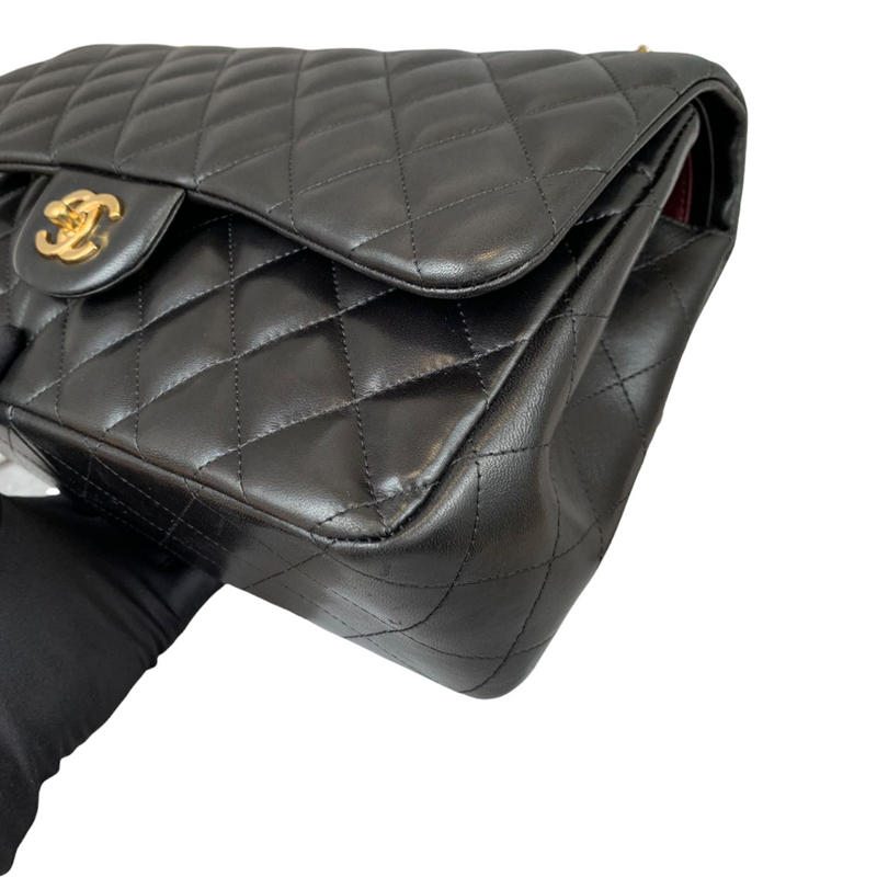 Jumbo Double Flap Lambskin Black GHW