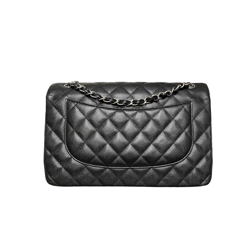 Jumbo Classic Double Flap Caviar Black SHW