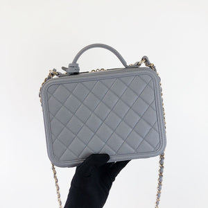 Medium CC Filigree Caviar Vanity Grey SHW