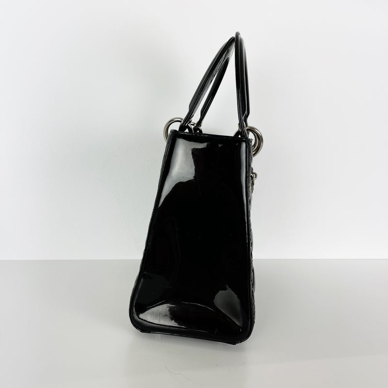 Lady Dior Medium Patent Black SHW