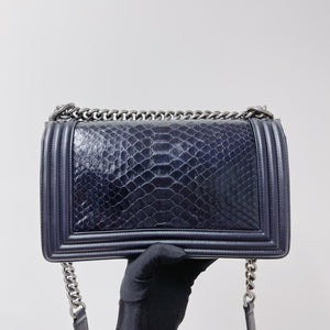 Python-Leather Old Medium Boy Navy Blue