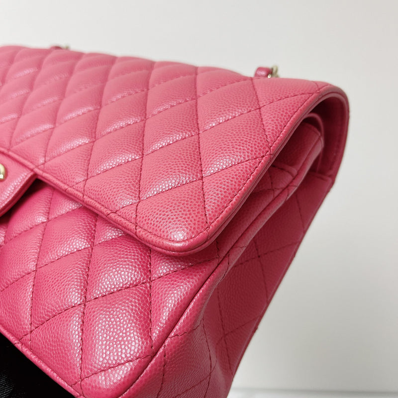 Chanel Classic Double Flap Bag Quilted Matte Caviar Medium Pink 662761