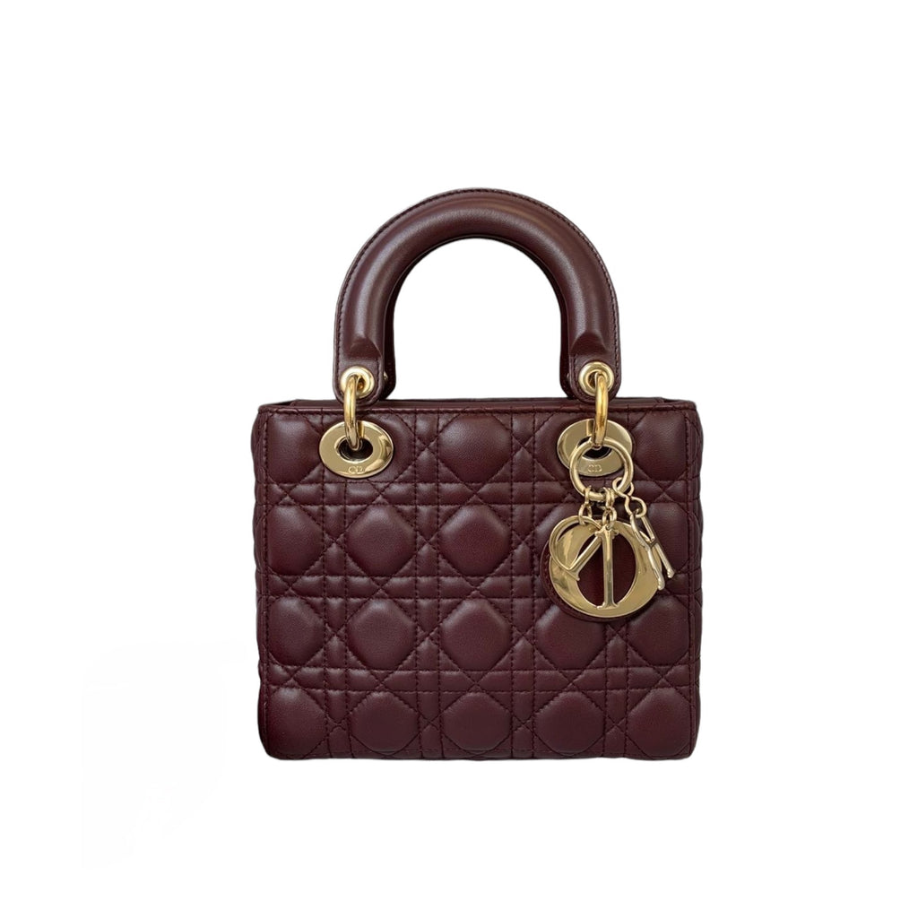 Small My Lady Dior Lucky Badges Lambskin Burgundy GHW