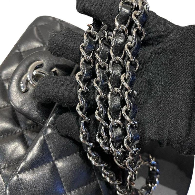 Classic Flap Square Mini Lambskin Black SHW