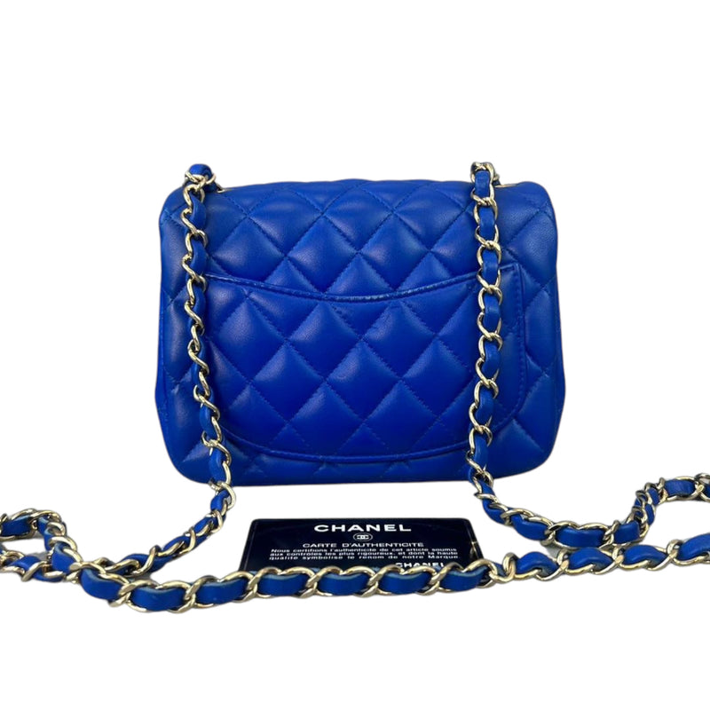 Mini Square Flap Lambskin Electric Blue SHW – Bag Religion