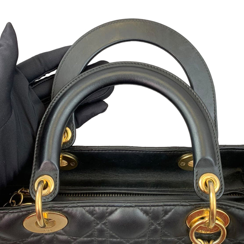 Medium Lady Dior Cannage Lambskin Black GHW