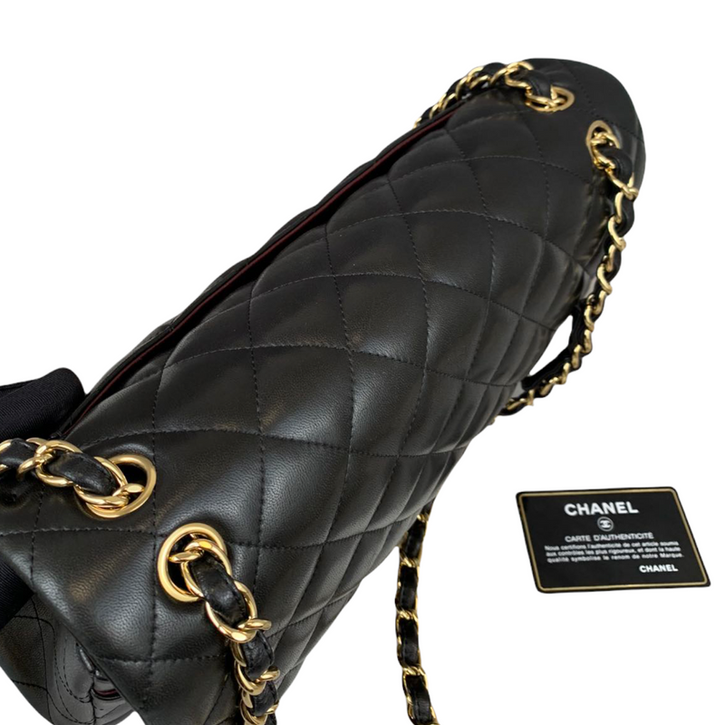 Jumbo Double Flap Lambskin Black GHW