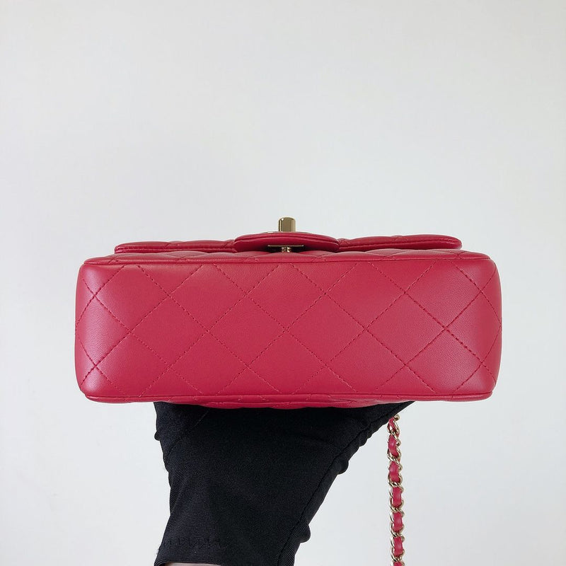 Mini Rectangle Lambskin Red GHW