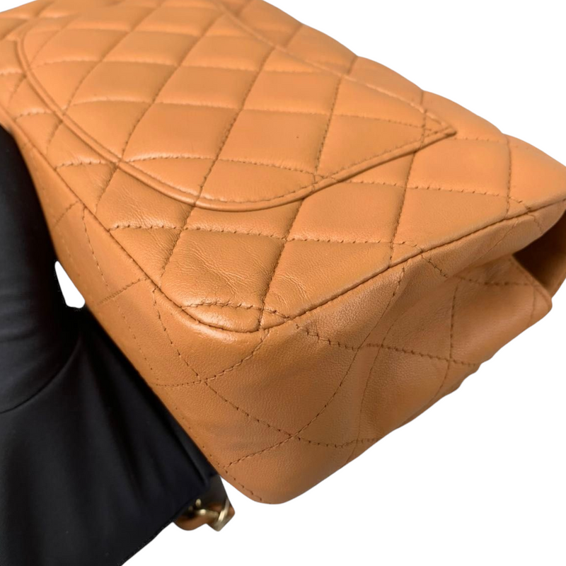 Mini Rectangle Classic Flap Lambskin Caramel GHW