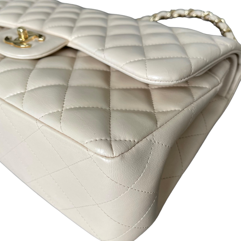 Chanel Double Flap Jumbo Beige Lambskin GHW