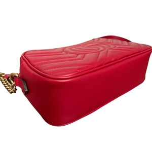 Small GG Marmont Matelassé Red GHW