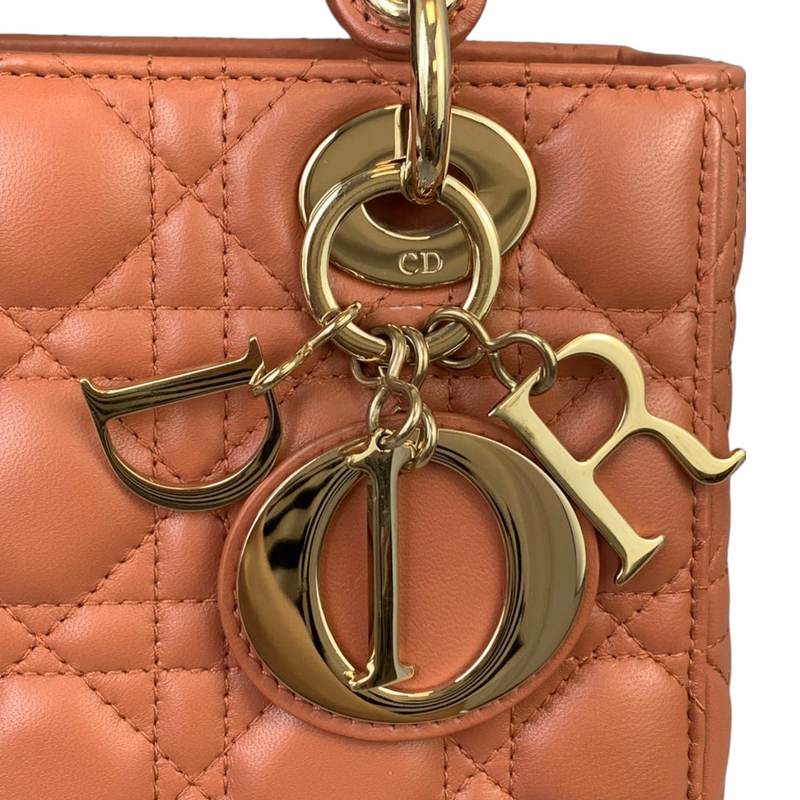 Small ABC Dior Lucky Badges Lambskin Orange GHW