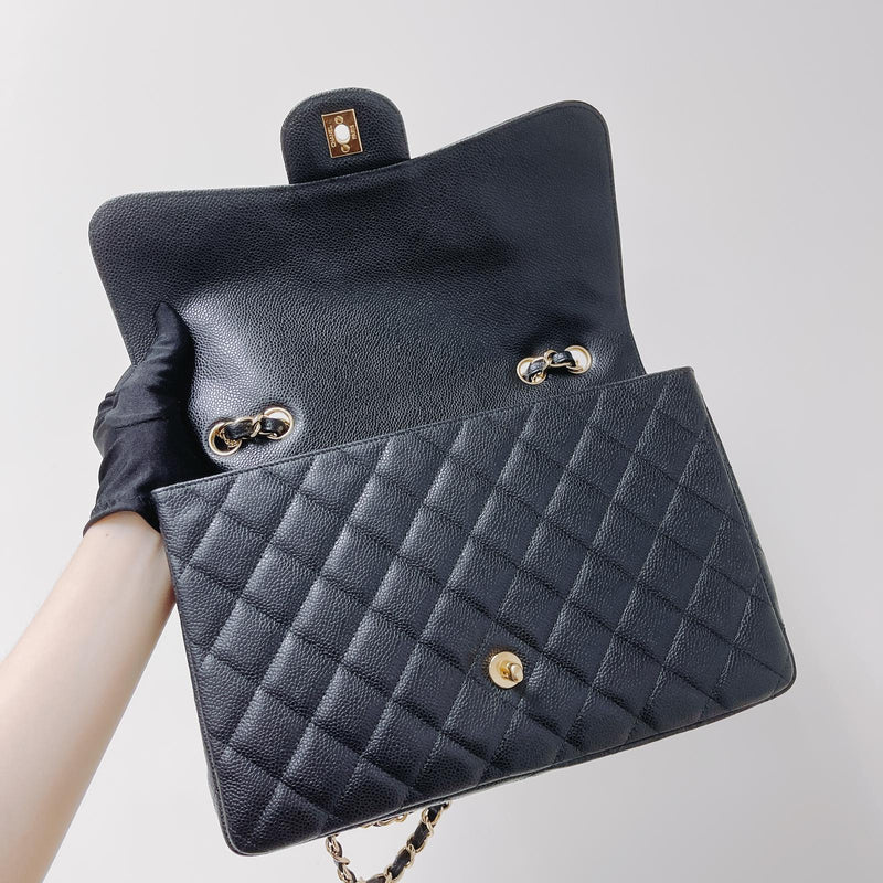 Single Flap Classic Jumbo Caviar Black LGHW