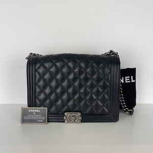 Large Le Boy Quilted Calfskin Black RHW
